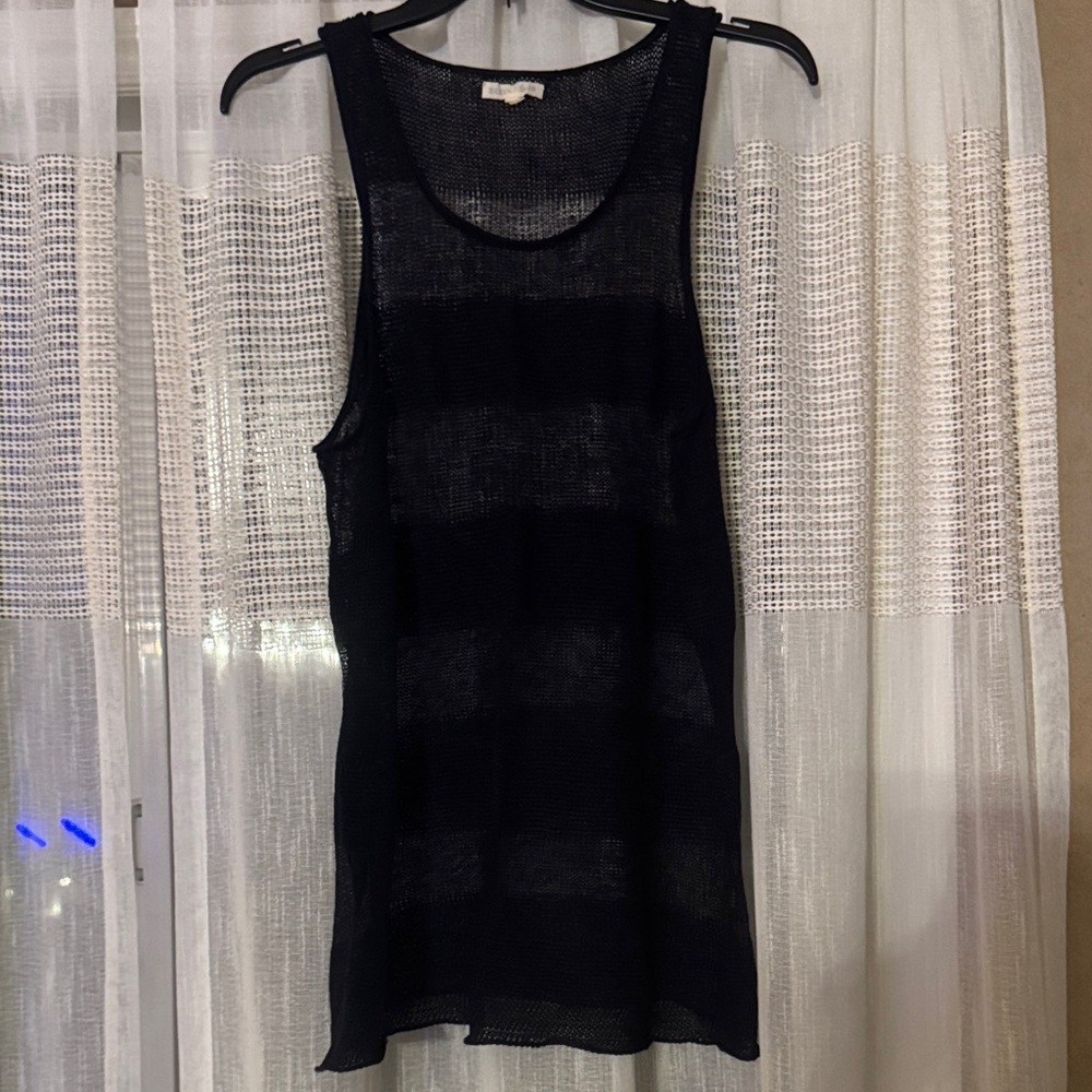 Eileen Fisher Black Mesh Tank Top